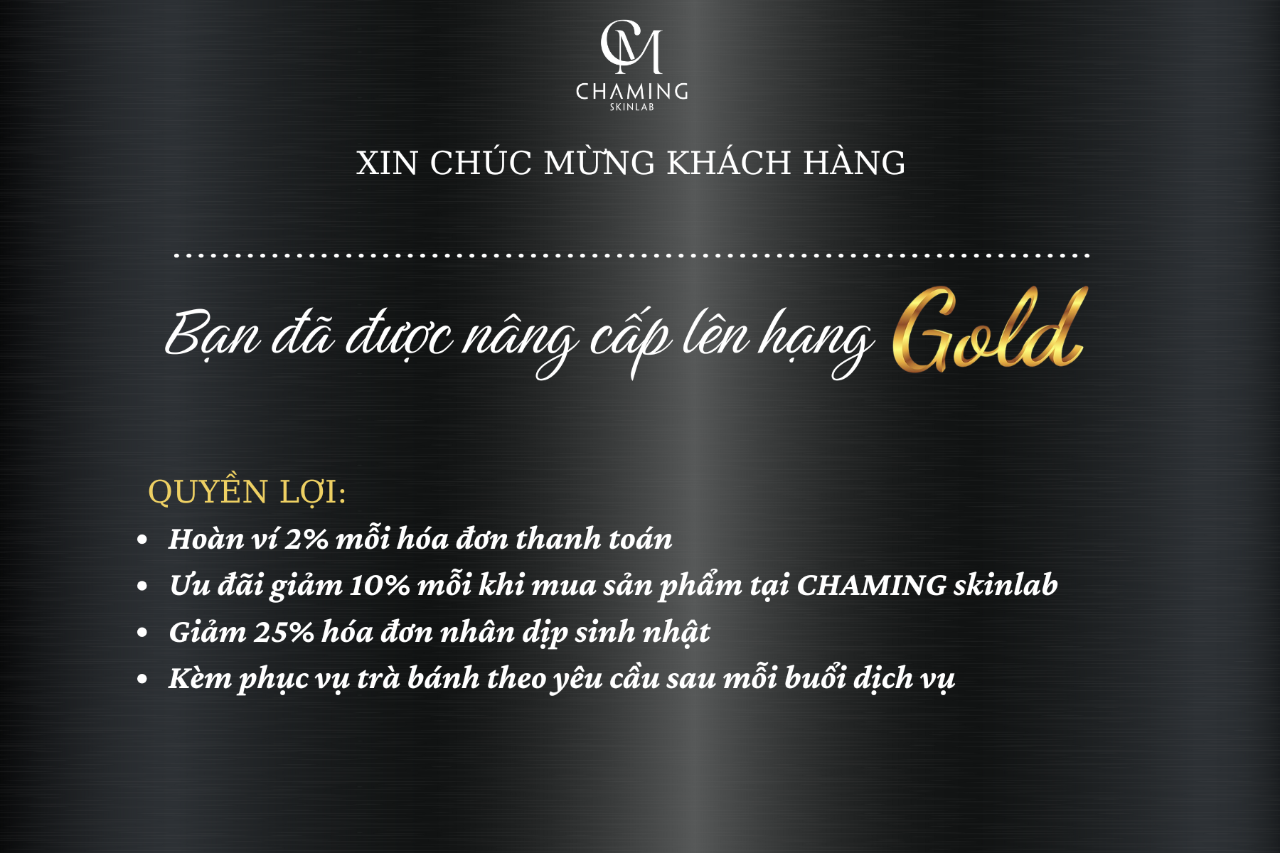 Thẻ thành viên CHAMING Gold